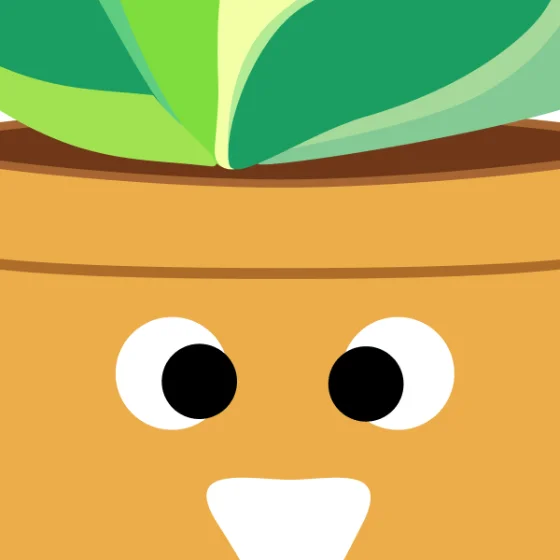 Close-up of the Happy Plant mascot, exhibit A
